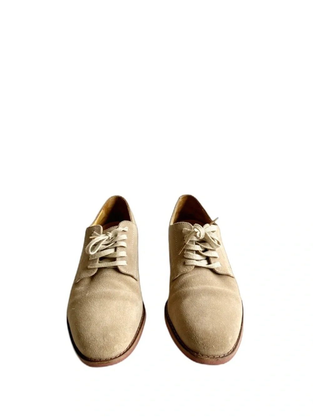 Cole Haan Men’s Great Jones Oxfords Shoes Size 7.5 Cream Beige Suede Derby Dress